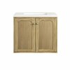 James Martin Vanities Laurent 30in Single Vanity, Light Natural Oak w/ 3 CM White Zeus Top 545-V30-LNO-3WZ